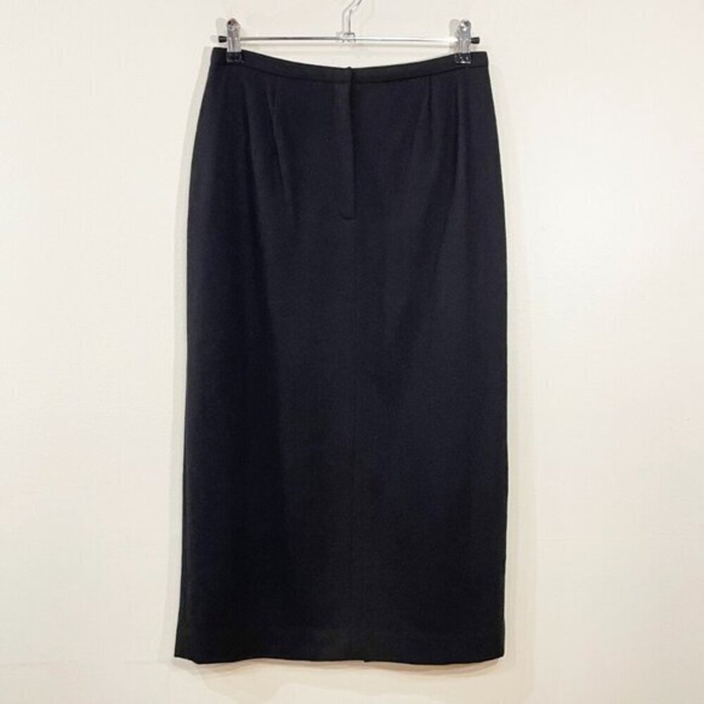 Vintage 97% Wool Pencil Midi Skirt Black Talbots tag 10, 6-8/M fit EUC
